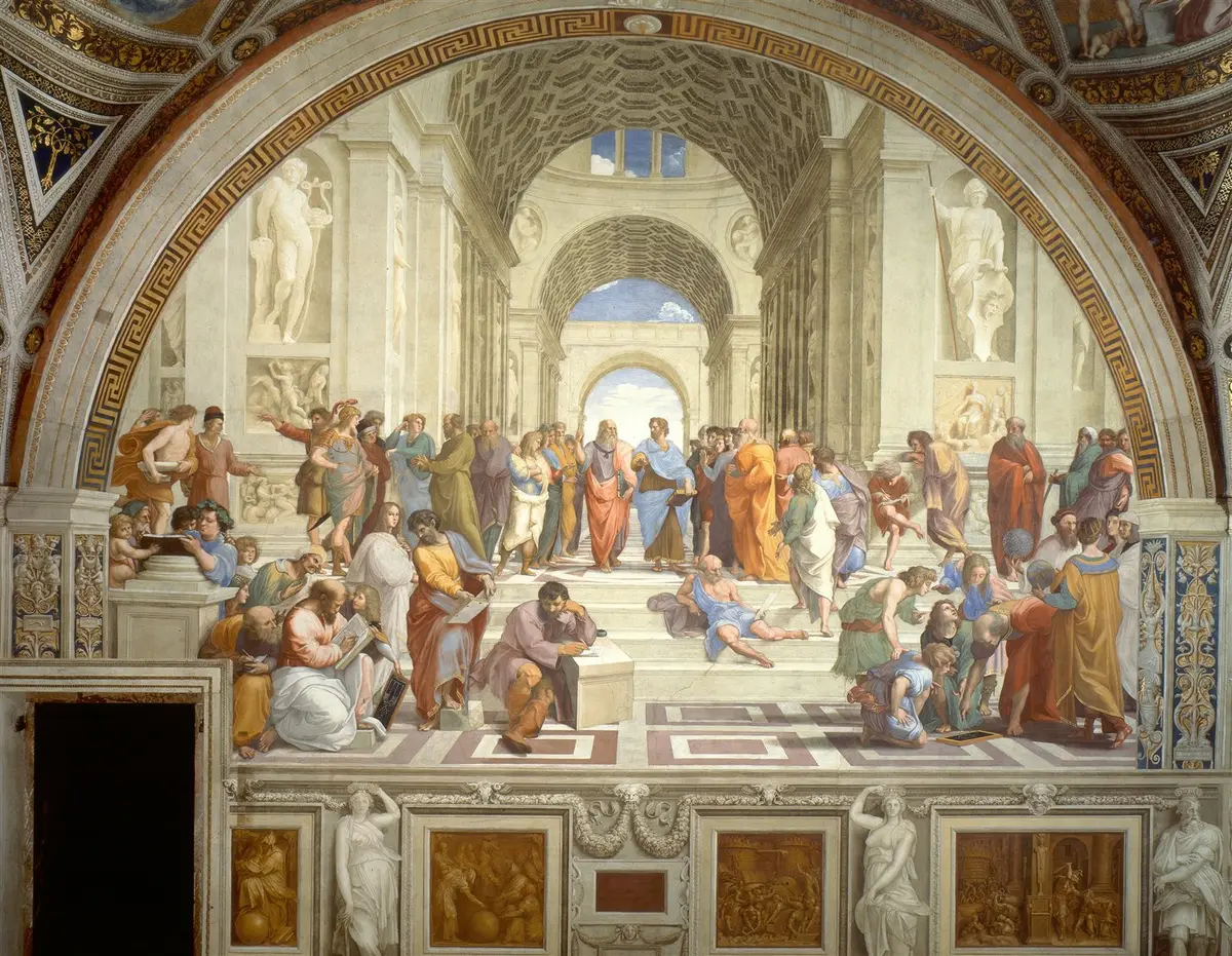 School of Athens — Raffaello freski üzerinde takım portresi